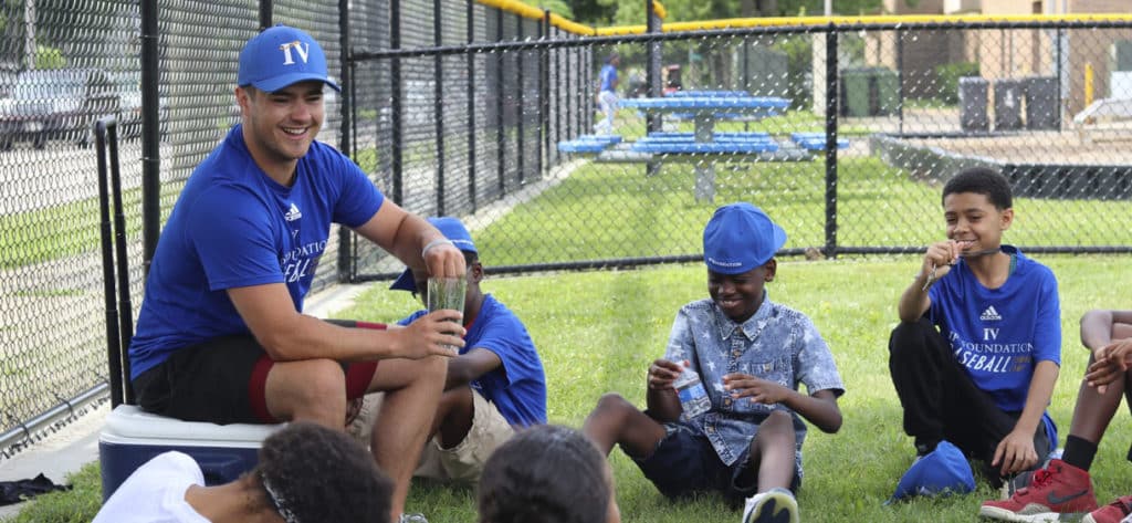 baseball camp participants and coach at the JP4 Foundation