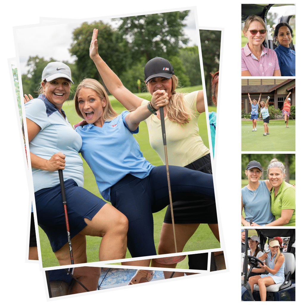 Images of people playing golf